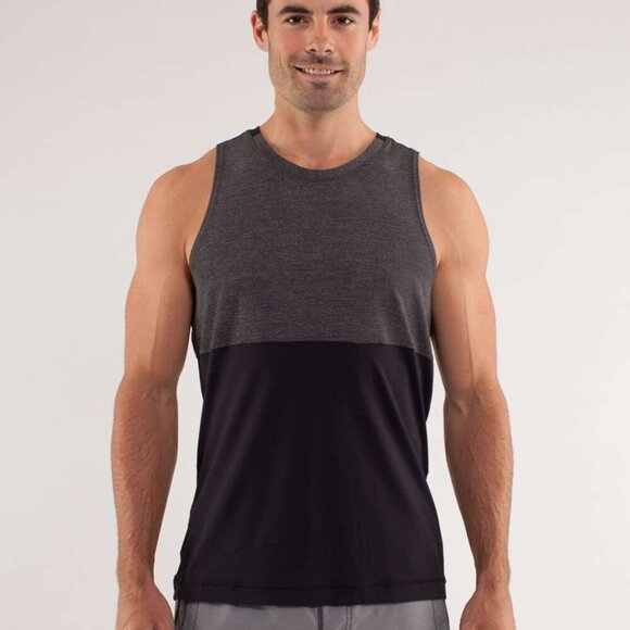 Lululemon Precise Singlet Men Size M Black Gray - Picture 1 of 13